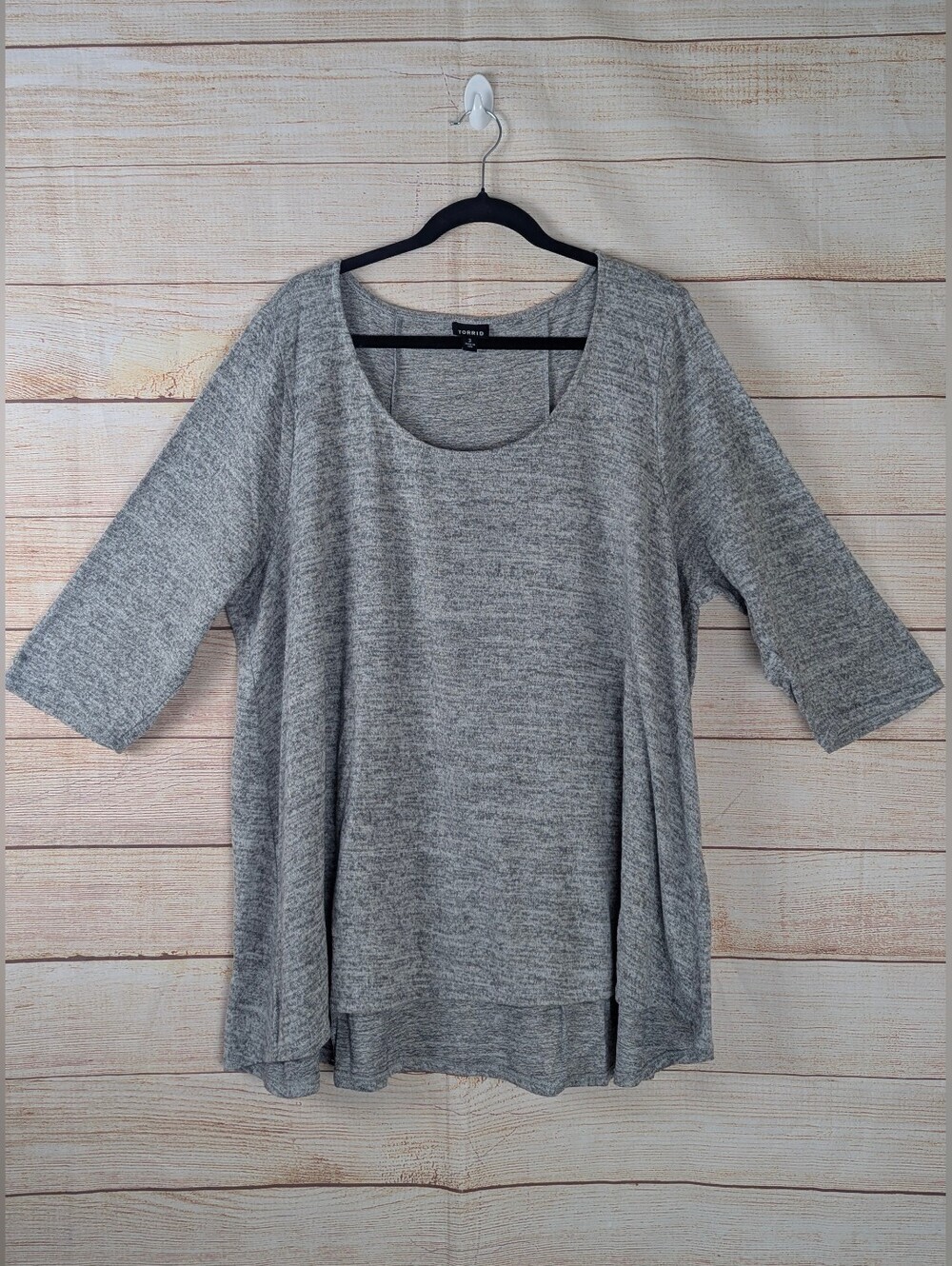 Torrid Plus Size 3X Heather Gray Scoop Neck Relaxed Light Weight Tunic Top